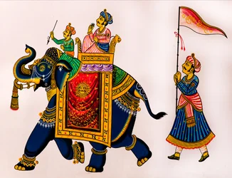 Peinture murale dans la vieille ville, Udaipur, Rajasthan, Inde, Asie