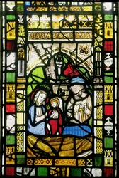 Nativité, anglais, début du 14ème siècle (vitrail) (détail)