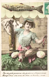 Vieille carte postale/Poisson d