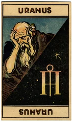 Paranormal. Astrologie. Uranus (planète). Carte astrologique de : Le Tarot Astrologique, par Georges Muchery, France