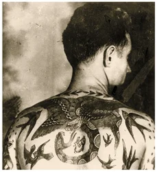 Portrait de Tom Stephen, tatoué par Bert Grimm, vers 1942 (photo)