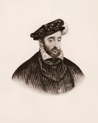 Portrait du roi de France Henri II (1519-1559) Gravure du 19ème siècle