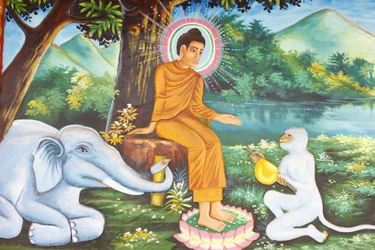 Monastère Preah Prom Rath : Vie du Bouddha : Siddhartha Gautama avec l