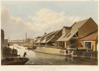 Canal Regent (ou canal de Londres) (Angleterre) et le bassin de la ville d