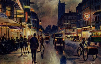 Rue de Rivoli, Paris, vers 1933 (carte postale)