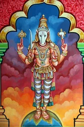 Temple hindou Sri Vadapathira Kaliamman. Avatar de Vishnou. Kalki, 10e incarnation. Singapour