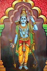 Temple hindou Sri Vadapathira Kaliamman. Avatar de Vishnou. Lord Rama, 7e incarnation. Singapour