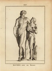 Statue de Bacchus, le dieu romain du vin, et un jeune faune