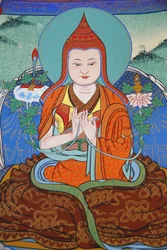 Temple des Mille Bouddhas. Congrégation Dashang Kagyu Ling. Moine priant, La Boulaye, France