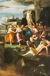 Tentations de Saint Jérôme, (détail), par auteur émilien inconnu (huile sur toile)
