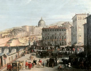 Le cortège du Pape sur le pont Sant