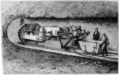 Machine de forage du colonel Beaumont dans le tunnel sous la Manche