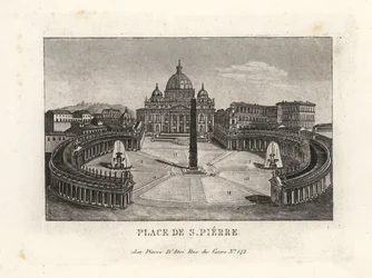 Vue de la place Saint-Pierre, Piazza di S. Pietro, avec la basilique Saint-Pierre et l