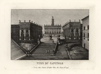 Vue de la colline du Capitole, Piazza del Campidoglio, Palazzo Senatorio, Rome