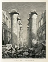 Vue de la Grande Salle Hypostyle à Karnak, Égypte - Illustration de l