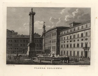 Vue de la Piazza Colonna avec la Colonne de Marc Aurèle, Rome