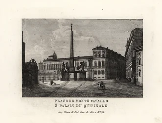 Vue du Palais du Quirinal et de la Place du Quirinal, Rome