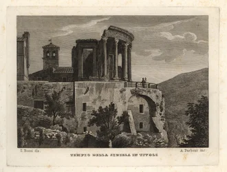 Vue du Temple de Sybil à Tivoli, Tempio della Sibilla à Tivoli