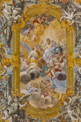 Vue du plafond, Église de Nunziatina, Todi, Ombrie, Italie