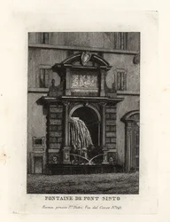 Vue de la fontaine du pont Sisto, Acqua Paola (maintenant sur la Piazza Trilussa), Rome