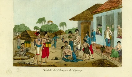 Vue du marché à Kupang, Timor