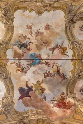 Vue de la voûte avec fresque de la salle des Théatins, Chiesa di San Vincenzo, Piacenza, Émilie-Romagne, Italie