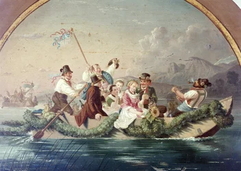 Croisière de mariage sur le lac Schliersee, cible de tireurs par A. Dirnberger, Feuerschuetzengesellschaft Miesbach, Haute-Bavière, Allemagne, Europe