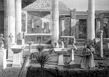 Touristes visitant les ruines de Pompéi, début du 20e siècle