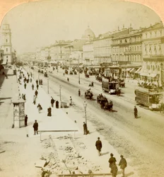 Perspective Nevski, la rue principale de Saint-Pétersbourg, Russie, 1897