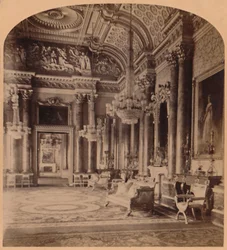 La magnifique salle bleue de la reine, Palais de Buckingham, Londres, Angleterre, 1900