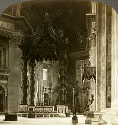 Le grand autel avec son baldaquin, Basilique Saint-Pierre, Rome, Italie