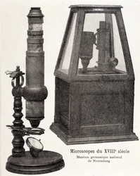 Microscopes du XVIIIe siècle : Musée national germanique de Nuremberg.