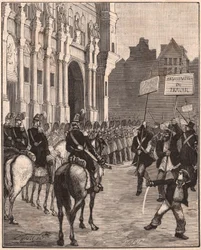 Un groupe de socialistes manifestant contre les réformes de Louis Napoléon Bonaparte, 1849 sur le Champ de Mars, Paris