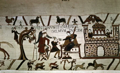 Un messager au Duc Guillaume (1027 - 1087) - Tapisserie de Bayeux, dite Broderie de la Reine Mathilde