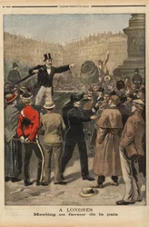 Réunion pour la paix au Transvaal, Trafalgar Square, Londres. Gravure dans « Le petit journal » 8/9/1899. Collection Selva