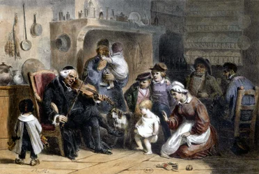 Une veillée : famille réunie autour d
