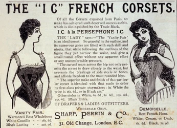 Publicité pour corsets français. 1888