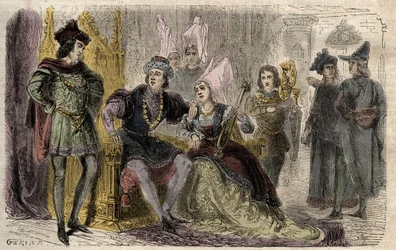 Agnès Sorel (1422-1450) à la cour de Charles VII - Agnès Sorel à la cour de Charles VII - gravure dans « Dictionnaire populaire illustré » - 1864 - par Joseph Decembre et Edmond Allonier