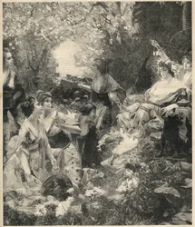 Amaterasu déesse du Soleil - gravure par Paul François Quinsac (1858-1929) - Gravure de 1899