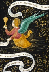 Ange portant un calice. Miniature de Belbello da Pavia