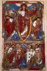 Ascension. Miniature dans le « Sacramentaire de Saint-Martial de Limoges » (Folio 84v), auteur inconnu