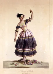 Danseuse autrichienne Fanny Elssler (1810-1884) dans le ballet « Le diable boiteux » 02/06/1836. Estampe du 19ème siècle