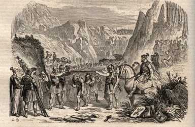 Bataille des Fourches Caudines - Bataille des Fourches Caudines (Furculae Caudinae) - 321 av. J.-C. entre les Romains et les Samnites durant la deuxième guerre samnite - Deuxième guerre samnite, bataille des Fourches Caudines en 321 av. J.-C., l