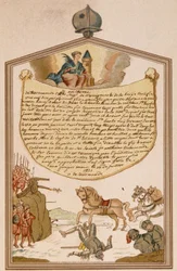 Scène de bataille avec canon au Moyen Âge - ex-voto Sainte Barbe