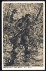 Belgique : Carte postale belge produite pendant la Première Guerre mondiale et vendue pour collecter des fonds en faveur des soldats belges invalides.