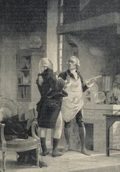 Berthollet visitant Lavoisier au laboratoire de la Sorbonne - dans "L