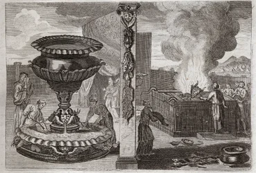 Bible de Royaumont, Ancien Testament : Autel des Parfums. La figure des deux autels, celui des parfums, et celui des holocaustes. Illustration de 1811