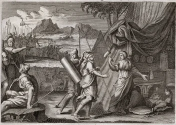 Bible de Royaumont, Ancien Testament : Mort de Sisara. Yaël (Jael) tue le chef de l