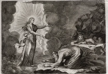 Bible de Royaumont, Ancien Testament : Délivrance de Daniel. Illustration de 1811.