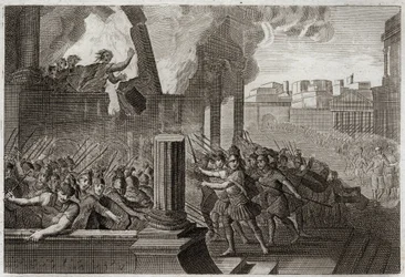 Bible de Royaumont, Ancien Testament : Zambri brûle. Zambri, s
